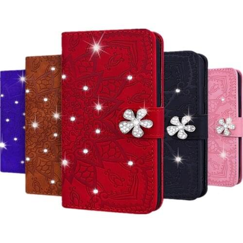 Rhinestone Flip PU Leather Wallet Case For Samsung Galaxy S20 Ultra S8 S9 S10 S20 Plus S10E S10 Note 10 Lite Note 9 10 Pro Cover