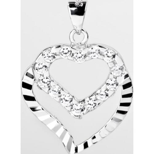 GND0396 New 925 Sterling Silver Lovely Sweet Hollow Double Love Heart Necklaces Pendants , Jewelry Gift For Women