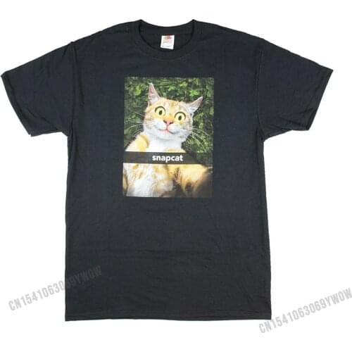 Humor Kitty Cat Snapcat Selfie Graphic T-Shirt T Shirt Special Simple Style Cotton Men Tops Shirt Street
