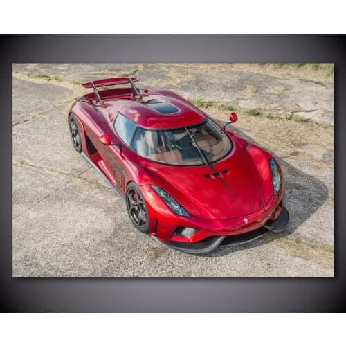 Paintings Wall Art SportsCar Koenigsegg Regera Red Car Vehicle Pictures Canvas Posters and Prints Modern Decoration
