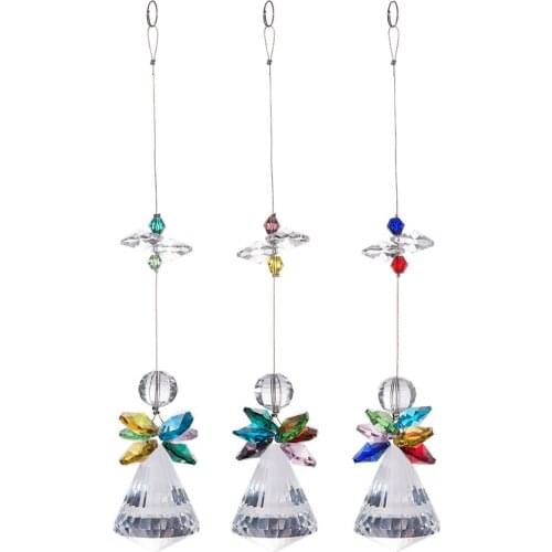 Tapered bell Crystal Colorful Lamp Rainbow Prisms Loquat Shape Chandelier Glass Christmas Tree Pendant Suncatcher For Home Gift