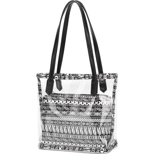 Summer 2021 New European and American Womens Bags Transparent PVC Bags One Shoulder Portable Fashion Canvas Bucket Bags