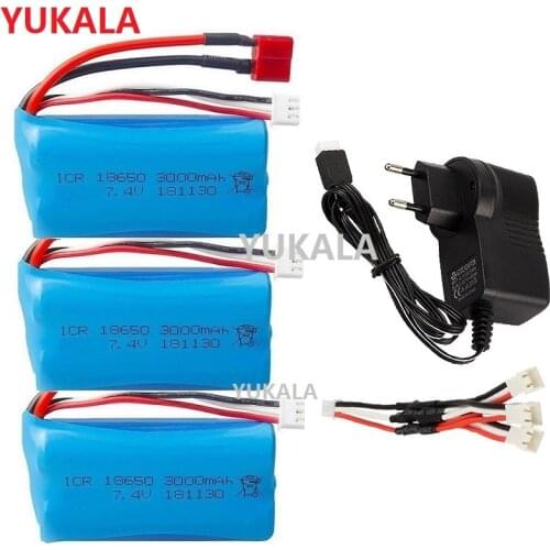 18650 7.4V 3000MAH lipo Battery 2s for Wltoys 12423/10428 /12429/12401/12402/12402A RC Car Spare Parts /charger 7.4V 2S battery