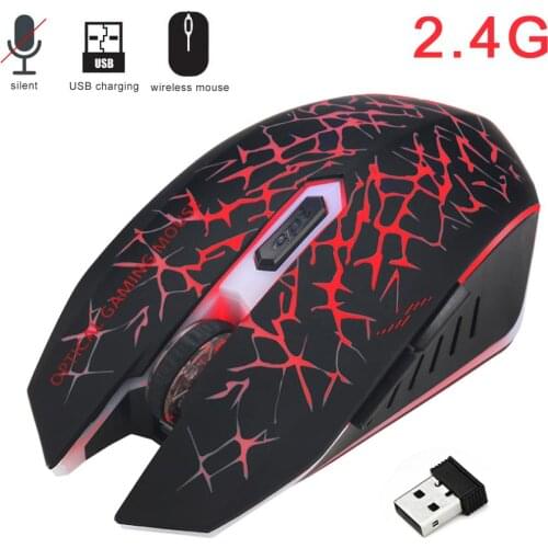 2400dpi Silent Gaming Wireless Mouse Flashing 2.4GHz Rechargeable Wireless Mice USB Optical Game Backlight Mouse For PC Laptop