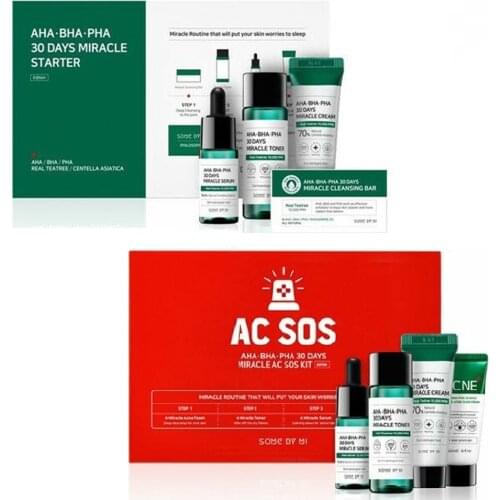 Some By Mi AHA BHA PHA 30 days Miracle Kit Edition 1Pack (4items)Acne Treatment Essence Anti Acne Serum Shrink Pore Scar Removal