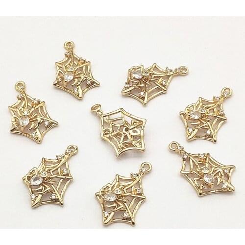 New Arrival! 25x15mm 50pcs Cubic Zirconia Spider web Charm for Handmade Necklace/Earring DIY Parts,Jewelry Findings & Components