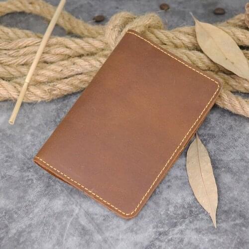 Genuine Leather Passport Cover Credit Id Card Holder Vintage Handmade Business Travel Wallet Men Case for Passport