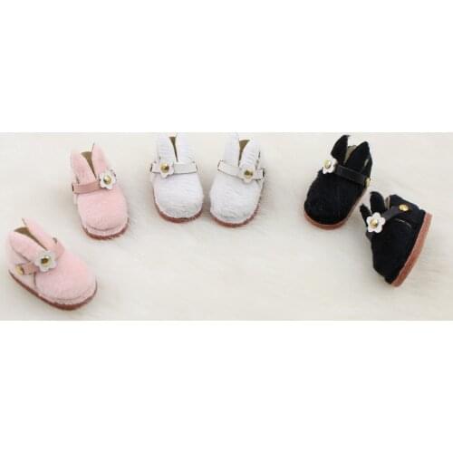 Shoes for 1/6 Blyth doll cute rabbit plush shoes 3.3cm in 3 colors suitable for joint body Free shipping