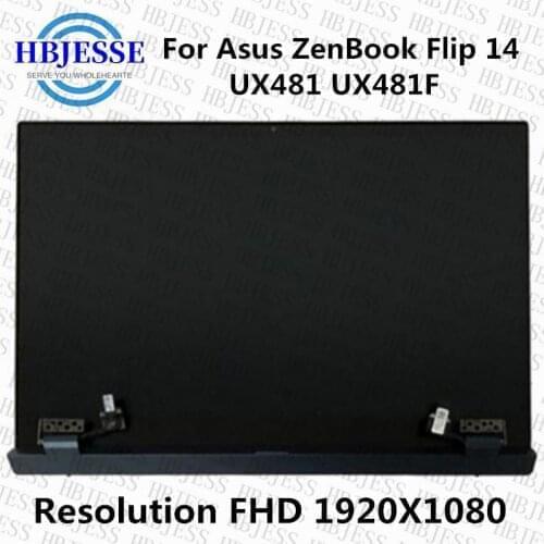 Original 14'' FHD 1920x1080 display with cover For Asus ZenBook Flip 14 UX481 UX481F LCD + touch digitizer full assembly