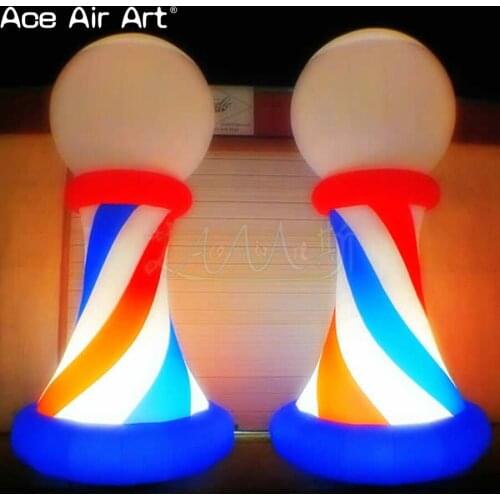 Popular ground inflatable lighting decoration,colourful glowing inflatable ball on the column for wedding party