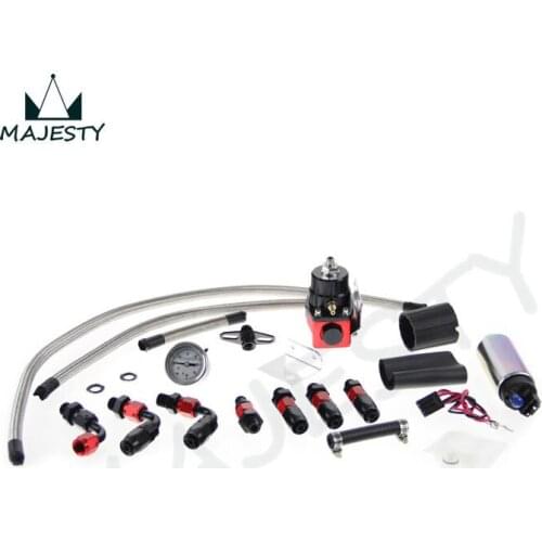 Adjustable Fuel Pressure Regulator&255 LPH fuel pump Kit FIT FOR DSM STI GTI EVO black and red
