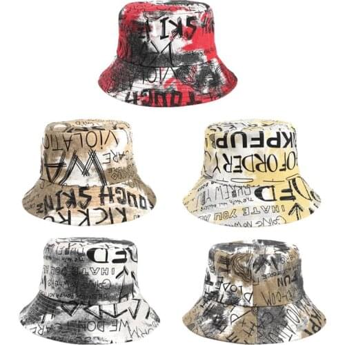 New Fashion Tie-dye Graffiti Bucket Hat Women Summer Casual Streetware Sun Hat Big Brim Foldable Beach Fisherman Hats