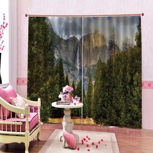 Green nature scenery curtains Customized size Luxury Blackout 3D Window Curtains For Living Room forest Decoration curtains