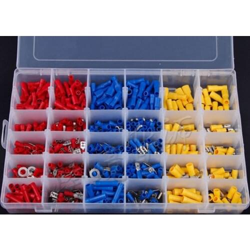 480PCS Mixed Assorted Lug Kit Crimp Connectors Insulated Electrical Crimp Terminals with 30 Sizes Electrical Wire Connector Set