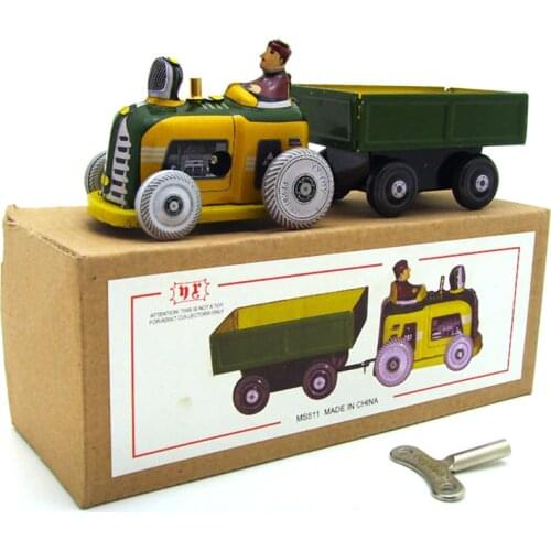Tractor Transporter Retro Wind Up Toys 13cm Creative Window Display Props Personality Gifts Creative Props Childhood Tin Toys