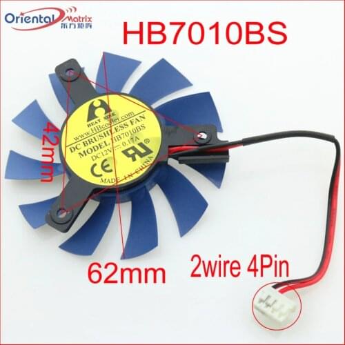 Free Shipping HB7010BS 62mm 42*42*42mm DC12V 0.17A 2Wire 4Pin Graphics Card Cooling Fan