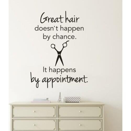 Great Hair Quote Wall Art Sticker Hairdress Style Window Poster Hair Salon Decor Hair Styling Scissors Vinyl Wall Murals AZ550