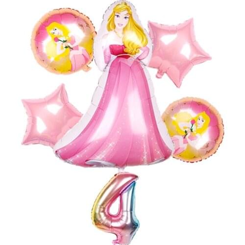 6pcs/set Large Aurora Disney Princess Foil Balloons Baby Girl Birthday Party Decorations Kids Helium Globo 32inch Digit 123 Toys