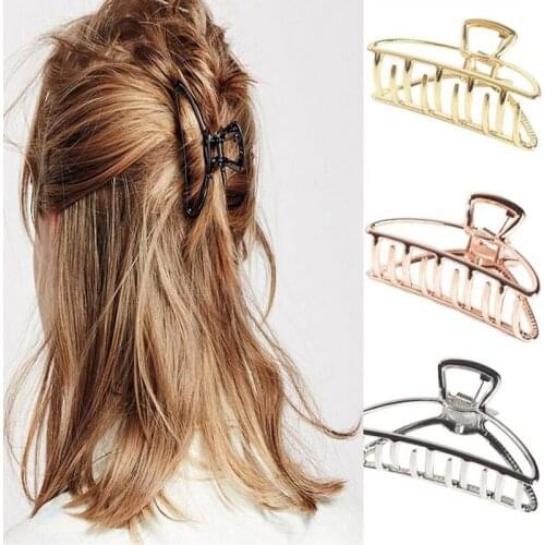 2020 Women Girls Fashion Geometric Hair Claw Clamps Hair Crab Moon Shape Hair Clip Claws Solid Color Accessories Hairpin