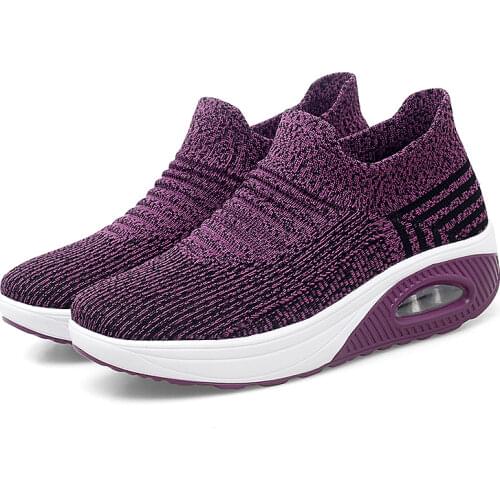 Womens Sneakers Fashion Walking Shoes Autumn Platform Wedges Slip-on Comfortable Casual Shoes