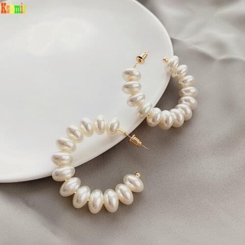 Kshmir 2020 Pearl earring Female retro female simple metal earrings geometric fashion design earrings Big ear ring