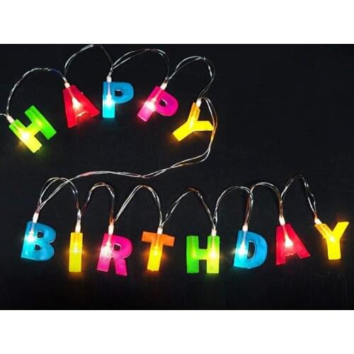 1.5M LED Light String Happy Birthday Letter Lamp Happy Birthday Hanging Lamp Birthday Decoration Party Holiday Decorations
