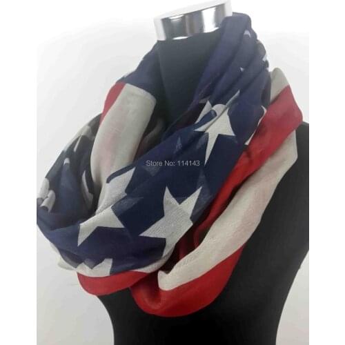 10pcs/lot American Flag Stripe Stars Print Infinity Scarf Gift Womens Accessories, Free Shipping