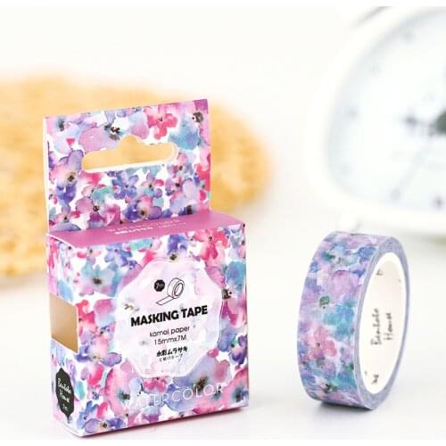 15MM*7M Purple Watercolor Washi Tape DIY Decoration Scrapbooking Planner Masking Tape Label Sticker Stationery