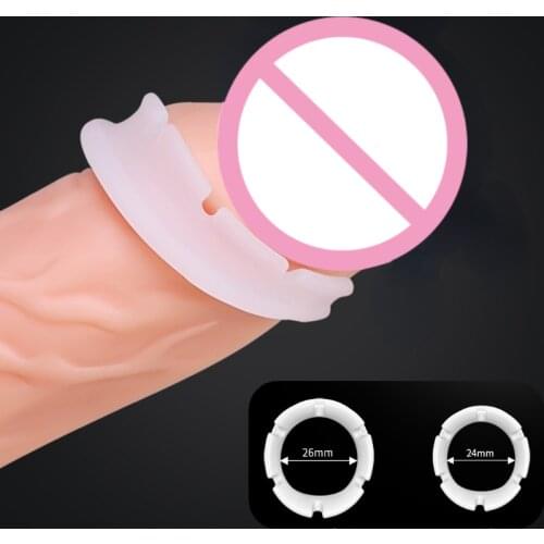 2PCS Reusable Foreskin Correction Ring Cock Ring Foreskin Repair Ring Penis Delay Ejaculation Sex Toys for Men Glans Ring