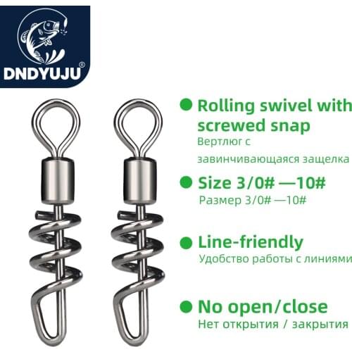 20PCS Hot model Rolling swivel with screwed snap Ball Bearing rolling Swivel Solid Ring Fishing Connector Fishing Hook