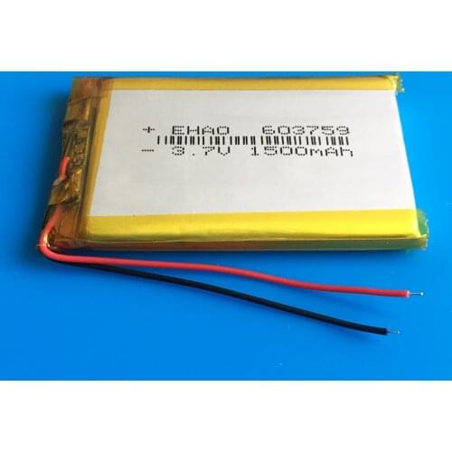 3.7V 1500mAh lipo polymer lithium li ion rechargeable battery for MP3 GPS navigator DVD recorder headset e-book camera 603759