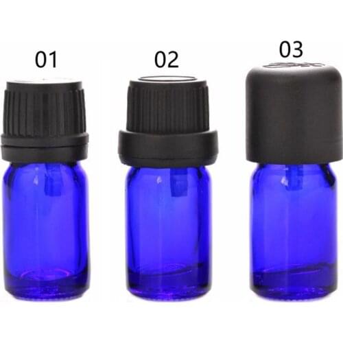 5ml 10ml Small blue Glass bottle Vials Containers with black tamper evident cap for essential oils F20172373