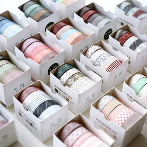 5 Rolls Mini Washi Tape Set Creative Basic Skinny Masking Decorative for Arts DIY Crafts Planners Scrapbooking Wrapping