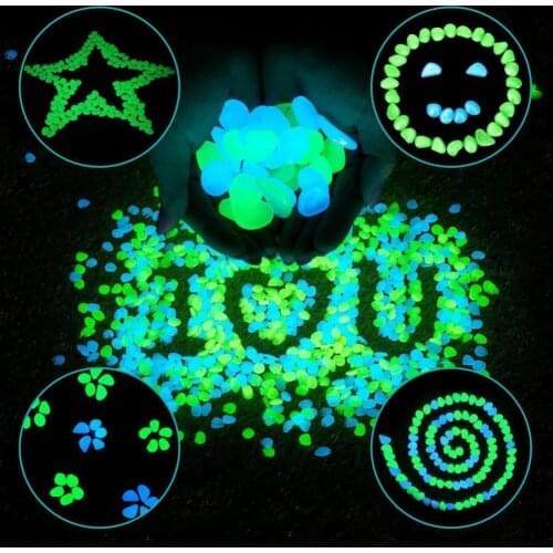 6 Bags Glowing Pebbles Eco-friendly Long Lasting Resin Walkways Luminous Pebbles Supplies for Home