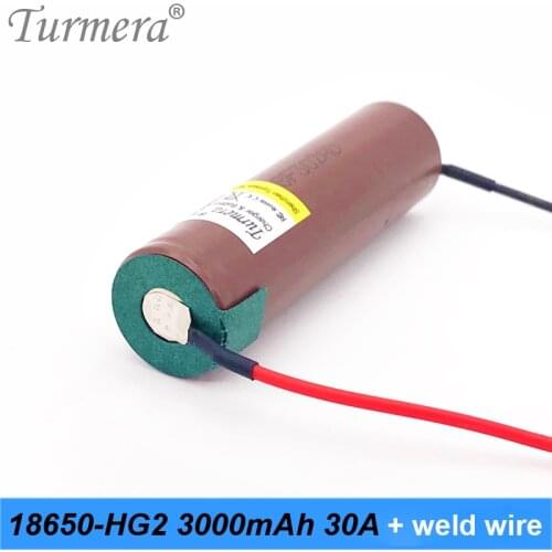 3000mah Battery 18650 HG2 30A Soldering Wire for 12V 16.8V 21V Screwdriver Electric Tool Battery and Vacuum Cleaner Use Turmera