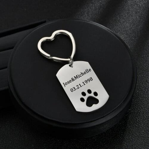 Acheerup Customized Keychain Engraved Name Date Foot Key Chain Personalized Stainless Steel Keychain For Him And Her Key Jewelry