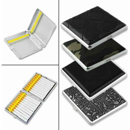 WITUSE hold 20 18 16 14 12 Pcs Retail New 2018 Classic Leather Alloy & PU Cigarette Case Box Metal Holder Cigars 4 Colors sale