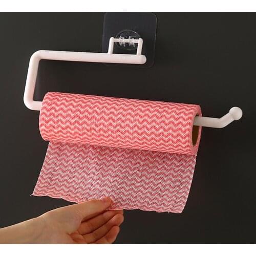 Roll Paper Holder Self-Adhesive Kitchen Toilet Towel Hanger Rack Bar Cabinet Rag Hanging Holder