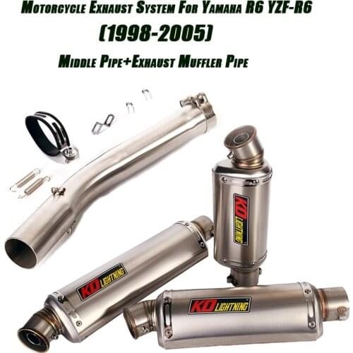 For Yamaha YZF-R6 R6 1998 1999 2000 2001 2002 2003 2004 2005 Motorcycle Middle Link Pipe Exhaust Muffler Tubes Set System