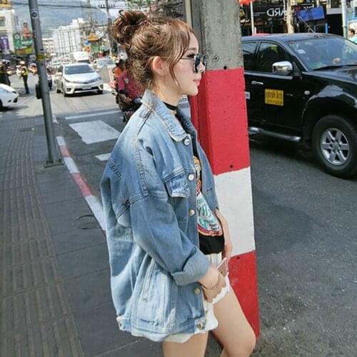Denim jacket Women Denim Solid Slim Chaquetas Mujer Jacket Vintage Harajuku Oversize Loose Female denim jacke
