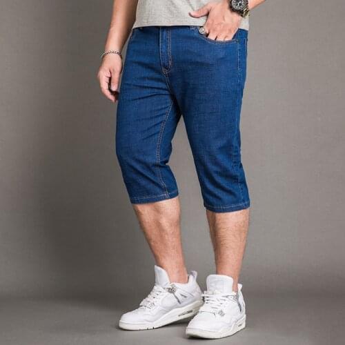 New Summer Stretch Thin High Quality Cotton Denim Jeans Male Short Men Blue Black Soft Fashion Casual Shorts Pants Plus Size