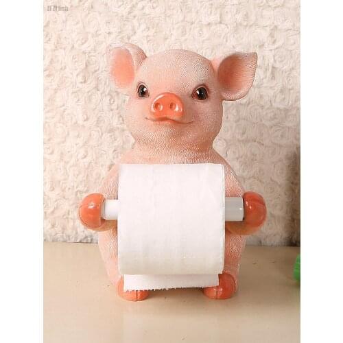 European Resin Cute Animal Roll Paper Storage Rack Room Desktop Decoration Pig Elephant Monkey Paper Towel Rack Kitchen Supplies