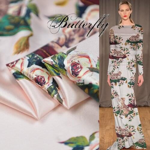 Cat real color walking quality elastic satin fabric mulberry silk