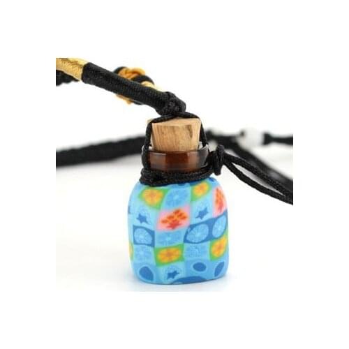 2ml Cute Fimo Clay Essential Oil Bottle Necklace Glass Perfume Pendant Necklace with Wooden Lids 10pcs/lot DC654