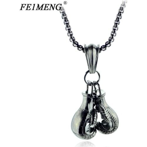 Fashion Sporty Boxing Gloves Necklace Punk Hip Hop Fitness Pendant Necklaces For Men Fitness Enthusiast Choker Accessories