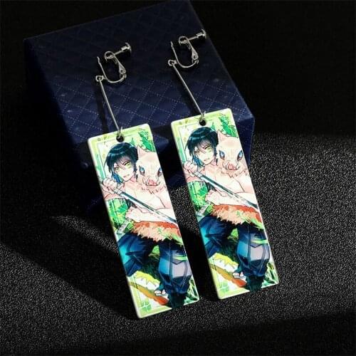 The latest boys and girls role playing Japanese anime Demon Slayer Blade Acrylic Ear Clips Jewelry Accessories Gifts