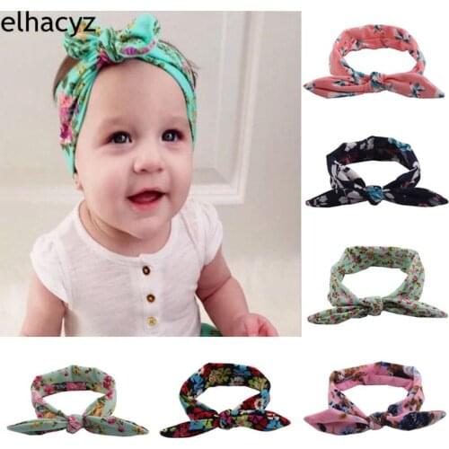 New Floral Rabbit Ears Hairband for Girls Bunny Ears Headband Kids Hair Accessories Women Patterned Topknot Cotton Headwrap