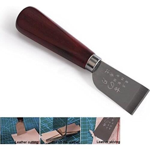 Leather Cutting Knife DIY Tool Leathercraft Wooden Handle Stainless Steel Shovel PGG07