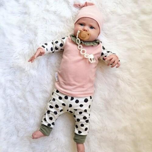 Autumn and Winter Baby Girls Clothing Set Toddler Pink Ruffle Collar Dot Cotton Top with Pants and Hat Newborn Girls Clothes