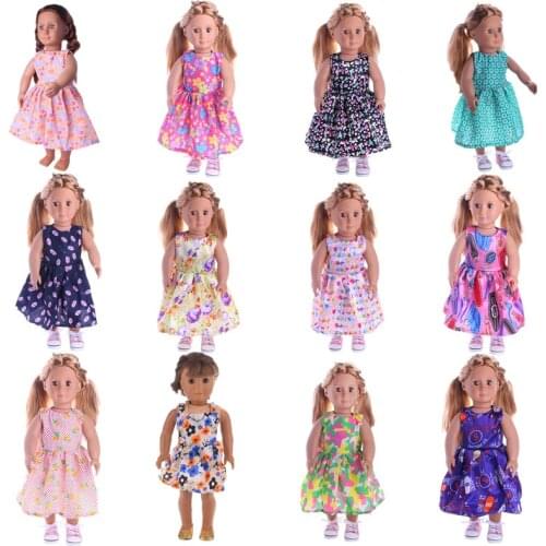 LUCKDOLL 12 Colors Princess Dress Fit 18 Inch American 43cm Baby Doll Clothes Accessories,Girls Toys,Generation,Birthday Gift